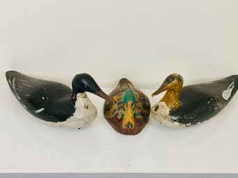Set Of 3 Wooden Duck Decoys