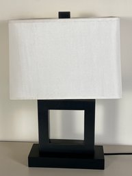 Black Metal Lamp With White Linen Shade