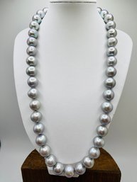 20' Strand Of Silver Pearls With Fish Hook Filigree Clasp