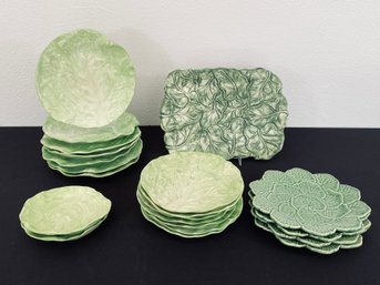 Selection Of Green, Leaf-theme Ceramic Pieces