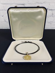 Donna Del Sol St Barths Necklace - Gold Metal Coin On Rope