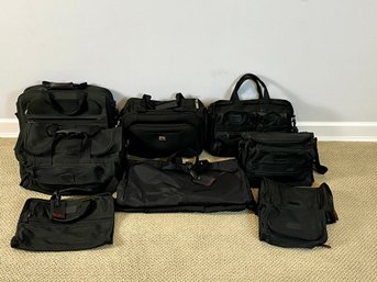 Assortment Of 10 Black Tumi Bags - Travel, Computer And Garment