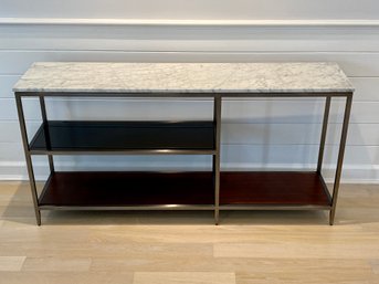 Metal, Three Shelf Server With Marble Top