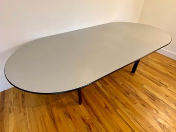Gray Composite Dining/conference Table With Black Metal Legs