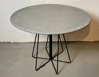 Gray Slate Top Table With Black Wrought Iron Legs