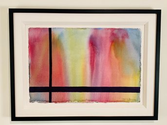 Signed, Framed Abstract Mark Zimmerman Water Color On Canvas - Untitled