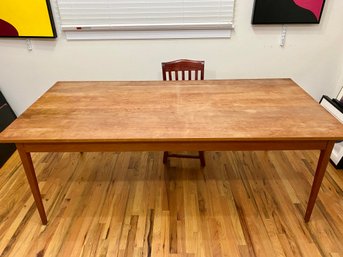 Large Artist Work Table With Red Wood Swivel Chair - Table Shows Signs Of Use
