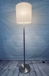 Large Scale Standing Lamp - Stainless Steel With Milk Glass Shade - 1 Of 3