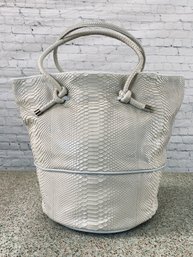 Cream With White Leather Devi Kroell Python Tote - Brand New
