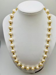 White Cultured Pearl 14k Yellow Gold 18 Inch Strand Necklace