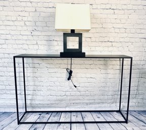 Metal Console Table With Modern Black Metal Lamp