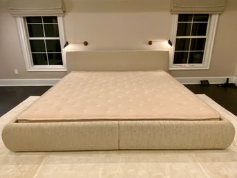 ALASKAN KING SIZE Upholstered Bed With Custom Charles H. Beckley Mattress And Down Pillow Top