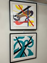Pair Of Framed Signed Mark E. Zimmerman Untitled Acrylic On 300 Pound Paper