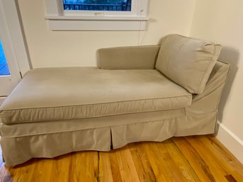Slip Covered Taupe One Arm Chaise