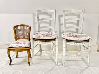 Set Of Three Wood Frame Chairs