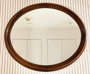 Large Oval Dark Wood Antique Mirror