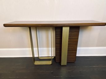 Modern Dark Wood And Brass Console Table- Signs Of Use In The Finish - 1 Of 2