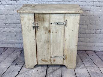Rustic, Antique Whitewashed Wood Small Storage Cabinet