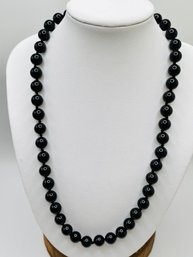 Black Pearl Necklace With Fishhook Clasp - 18 Inch