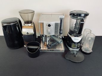 Assortment Of 4 Kitchen Appliances - Espresso Maker, Ninja Blender, Grinder And Water Kettle