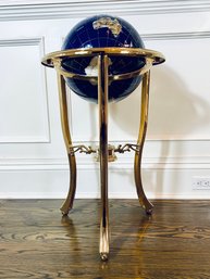 Blue Globe On A Brass Stand With Compass In The Base