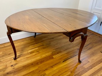 Oval Antique Wood Folding Drop Leaf Table