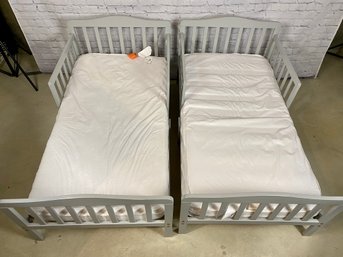 Pair Of Grey Lacquer Child Size Beds With Dorel Home Mattresses - Minot Signs Of Use