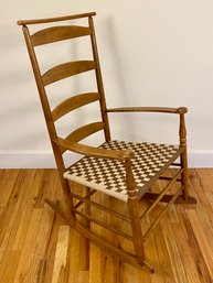 Wood Rocking Chair With Woven Material Seat