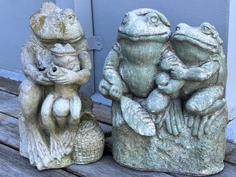 Pair Of Concrete Frog Statues
