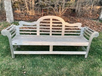 Rock Wood Teak Bench With Scroll Arms