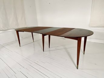 Vintage Gio Ponti/M Singer & Sons Walnut Dining Table With Brass Accent