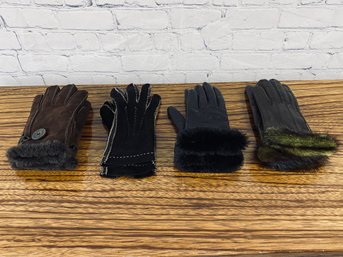 Collection Of 4 Pairs Of Ladies Leather Gloves - Small