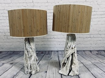Pair Of Driftwood Inspired Table Lamps