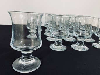 Set Of 17 Unsigned Clear Water Goblets - Very Nice Weight