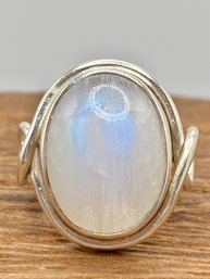 White Rainbow Moonstone Sterling Silver Ring 7.00ct - Size 4.5