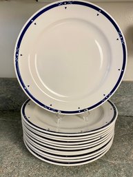 Set Of 12 Homer Laughlin Best China USA Plates - Navy And White