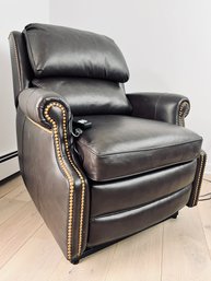 Scully And Scully Kennedy Power Lift Recliner - Dark Brown Leather With Nailhead Detail