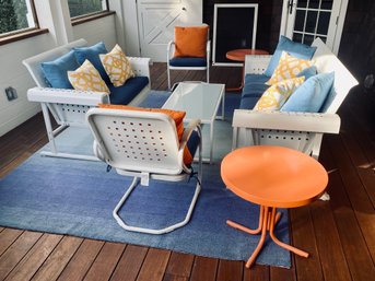 Collection Of Sunroom Furniture From Grandin Road - White Metal And Orange Metal