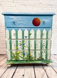 Hand-painted Wood Dresser With Four Drawers