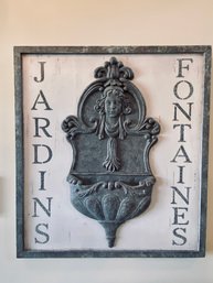 Decorative Framed Painted Jardin Fontaines With Medallion