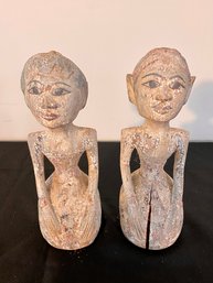 Pair Of Antique Craved Wood Egyptian Figures