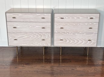 Pair West Elm Modernist Wood & Lacquer 3-Drawer Dresser (32') - Winter Wood