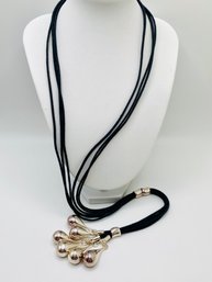 36' Nylon And Silver Necklace
