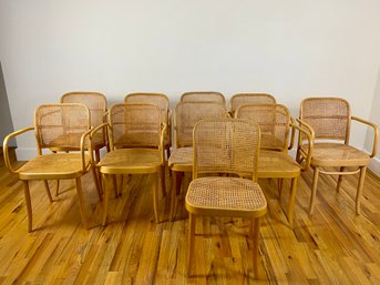 Set Of 9 Original Stendig Bentwood/Cane Seats Chairs And 1 Homeward Chairs - 7 Armed And 3 Armless