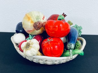 Bowl Of Decorative Ceramic Fruits