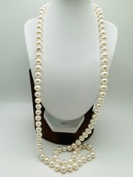32' Strand Of White Cultured Pearl Sterling Silver Clasp