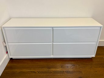 White Lacquer CB2 Long Dresser - 4 Drawer