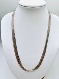 10 Strand Silver Necklace - 16 Inch