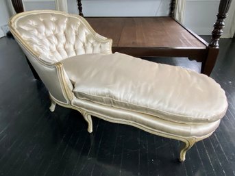 Silk Upholstered Button Tufted French Carved Settee