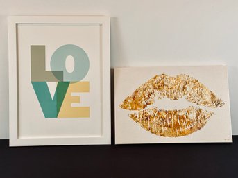 2 Piece Artwork - Framed Signed Oliver Gal Canvas Lips And Love Print Signed Rebecca Hardie